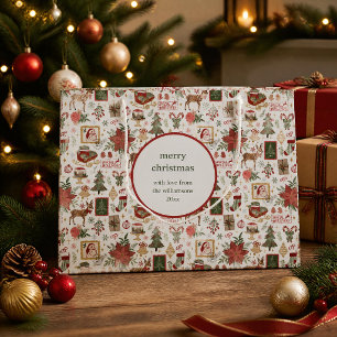 Personalisierter Vintage-Poststempel-Weihnachten Große Geschenktüte