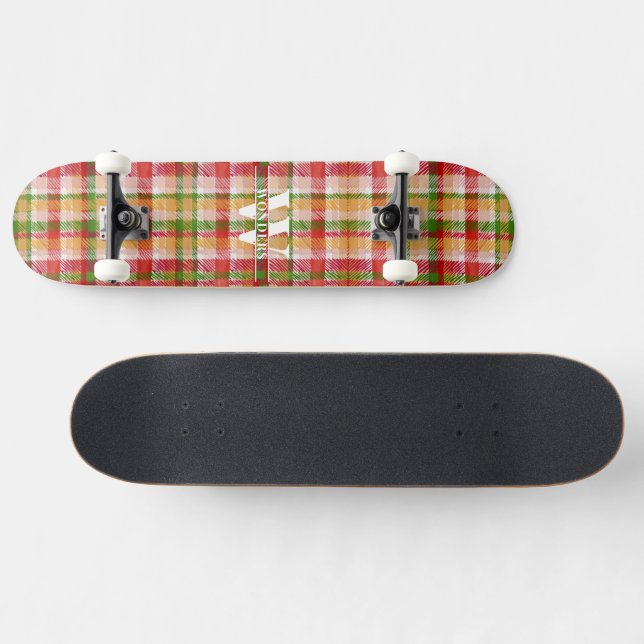 Personalisierter Vintage-Tartan-Karoprint Skateboard (Horizontal)