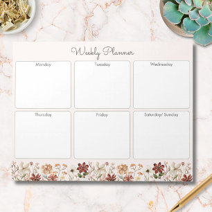 Personalisierter Vintage-Wildblumen-Wochenplaner Notizblock