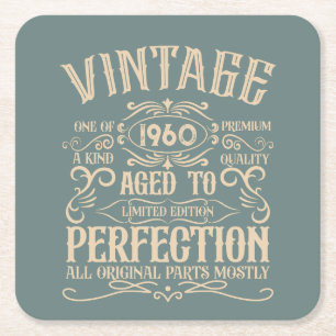 Personalisierter Vintager 65. Geburtstag Whiskey T Rechteckiger Pappuntersetzer