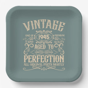 Personalisierter Vintager 80. Geburtstag Whiskey T Pappteller