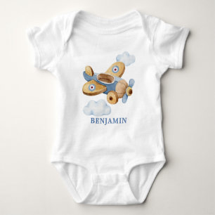 Personalisierter Vintager Airplane Toy Baby Bodysu Strampler