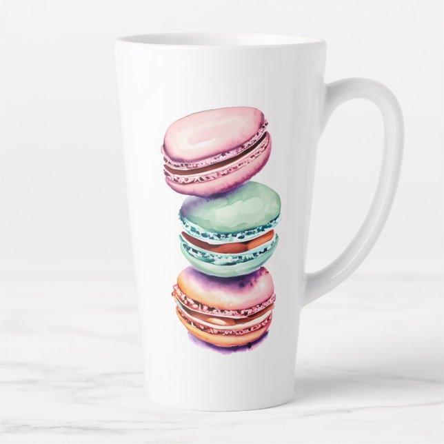 Personalisierter Vintager Aquarellmakaron Milchtasse (Rechts)