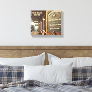 Personalisierter Vintager Bahnhof Leinwanddruck