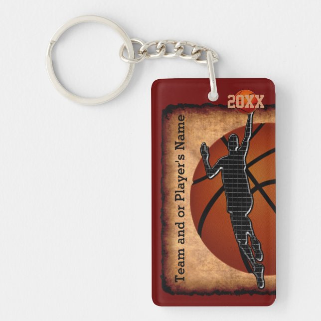 PERSONALISIERTER Vintager Basketball-ältere Schlüsselanhänger (Vorderseite)