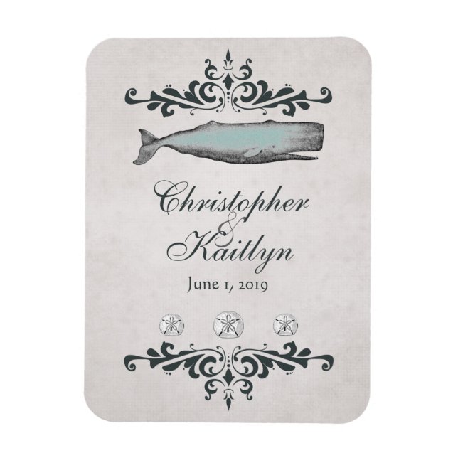 Personalisierter Vintager Beach Whale Wedding Magn Magnet (Vertikal)