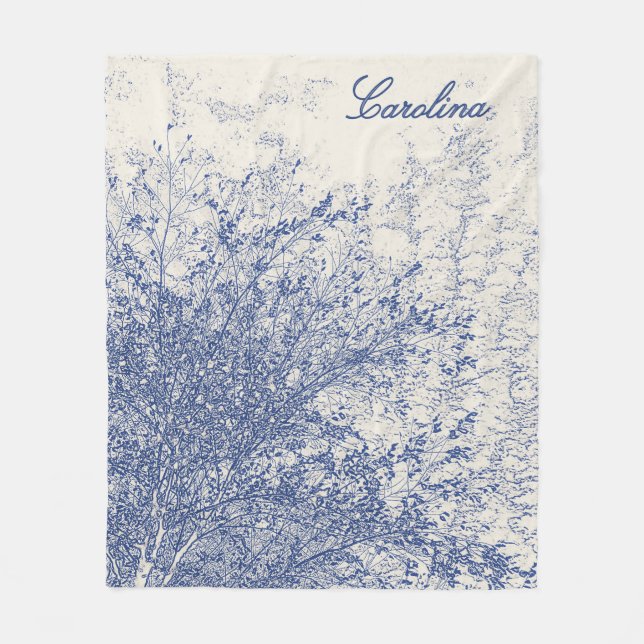 Personalisierter Vintager Blauer Tree Fleecedecke (Vorderseite)
