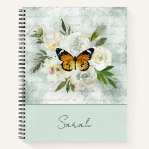 Personalisierter Vintager Blumenstrauß Notizbuch
