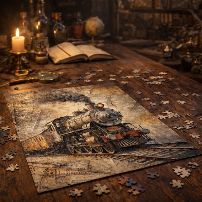 Personalisierter Vintager Dampfzug | Zug-Geschenk Puzzle (Von Creator hochgeladen)