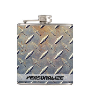 Personalisierter Vintager Diamantstahl Flachmann