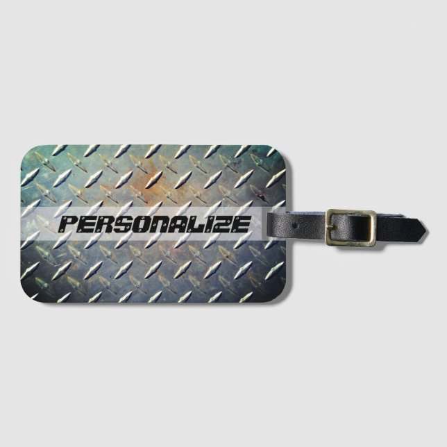 Personalisierter Vintager Diamantstahl Gepäckanhänger (Vorderseite (Horizontal))