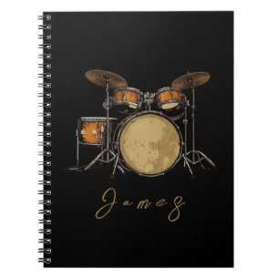 Personalisierter Vintager Drum Set Music Drummer Notizblock