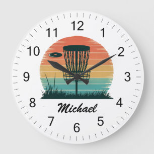 Personalisierter Vintager Frisbee Disk Golf Basket Große Wanduhr