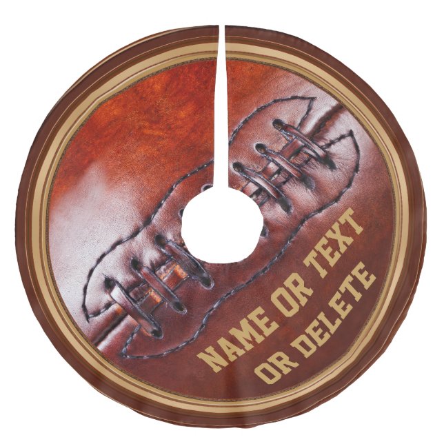 Personalisierter Vintager Fußball-Weihnachtsrock Polyester Weihnachtsbaumdecke (Vorderseite)