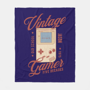 Personalisierter Vintager Gamer 50. Geburtstagsges Fleecedecke