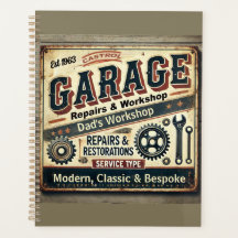 Personalisierter Vintager Garagenplaner