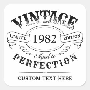 Personalisierter Vintager Geburtstag bis Vollendun Quadratischer Aufkleber