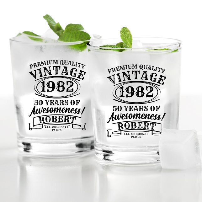 Personalisierter Vintager Geburtstag bis zur Perfe Whiskyglas (Von Creator hochgeladen)