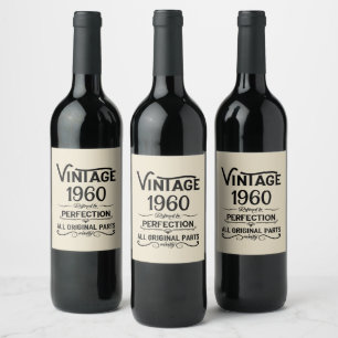Personalisierter Vintager Geburtstag schwarz Weinetikett
