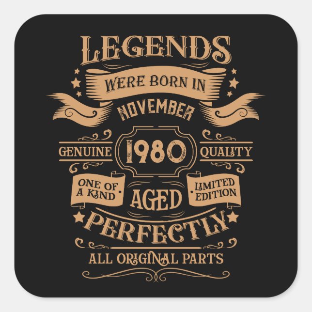 Personalisierter Vintager Geburtstag Whiskey Thema Quadratischer Aufkleber (Vorderseite)