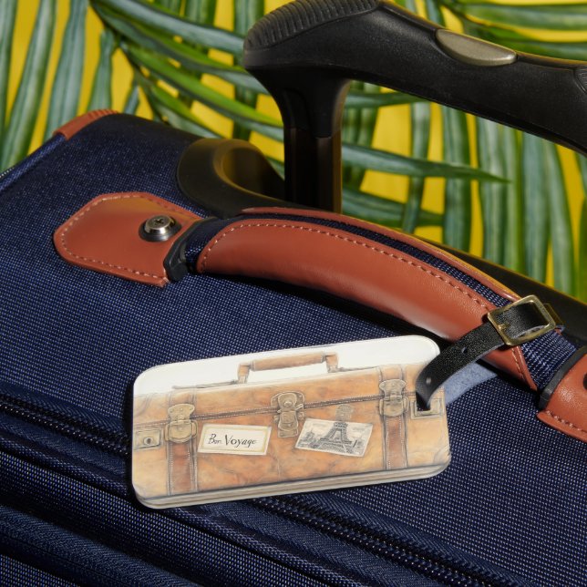 Personalisierter Vintager Gepäckträger Gepäckanhänger (Vorderseite Insitu 3)