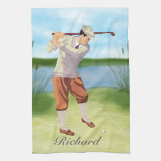 Personalisierter Vintager Golfer am Ufer Küchentuch