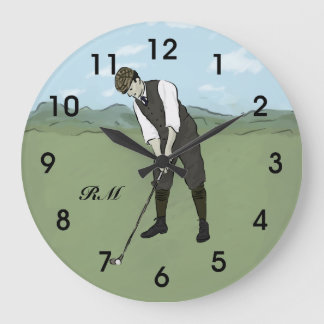 Personalisierter Vintager Golfer Große Wanduhr