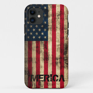 Personalisierter Vintager Grunge 'Merica Flagge iPhone 11 Hülle
