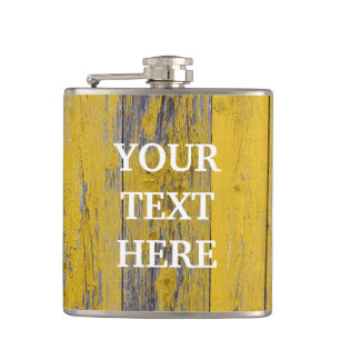 Personalisierter Vintager Holzhintergrund Flachmann