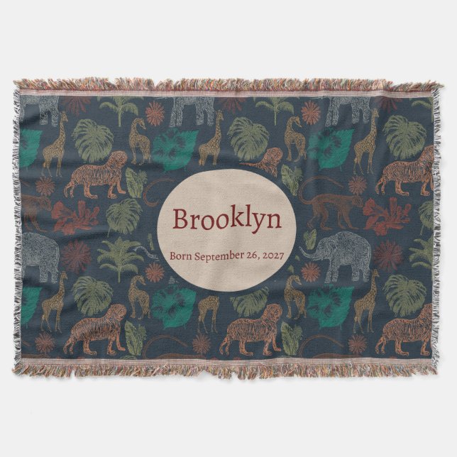 Personalisierter Vintager Jungle Safari Decke (Vorderseite)