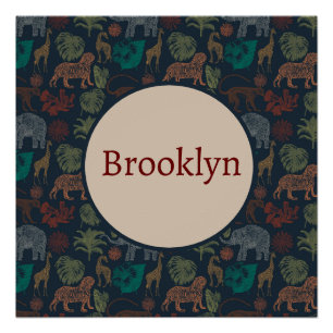 Personalisierter Vintager Jungle Safari Poster
