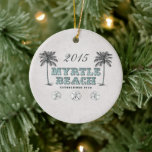 Personalisierter Vintager Myrte Beach South Caroli Keramikornament<br><div class="desc">Personalisierten Vintagen Viktorianischen Myrtle Beach South Carolina gegründet 1938 mit Palmen und Sand Dollars Weihnachtsschmuck. ~</div>