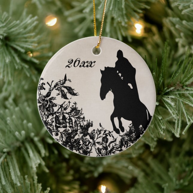 Personalisierter Vintager Reitpferd Keramik Ornament (Baum)