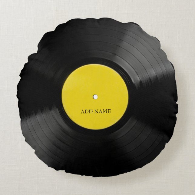 Personalisierter Vintager Rekordrunden Rundes Kissen (Vorderseite)