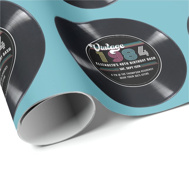 Personalisierter Vintager Rock N' Roll Geburtstag Geschenkpapier (Rolleneckpunkt)