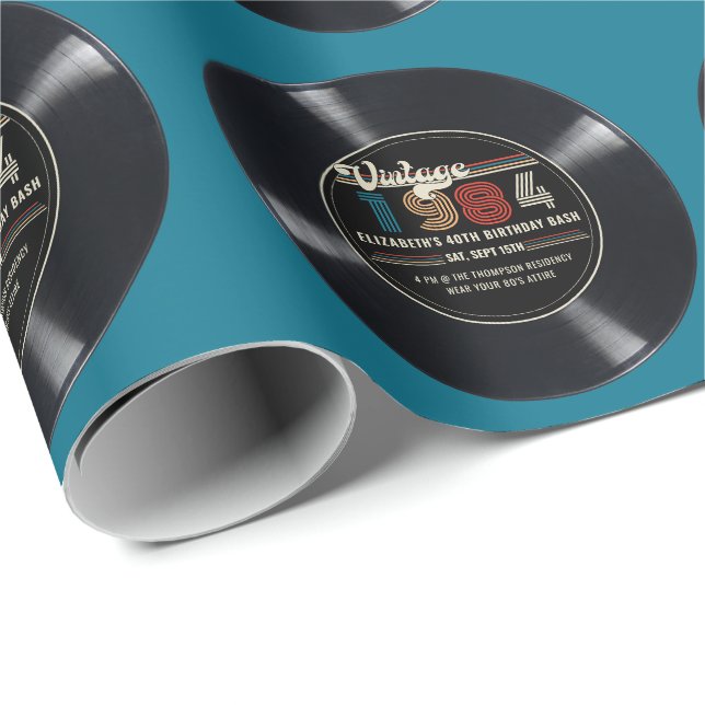 Personalisierter Vintager Rock N' Roll Geburtstag Geschenkpapier (Rolleneckpunkt)