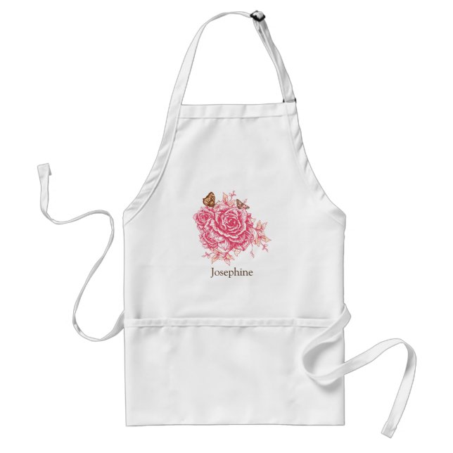 Personalisierter Vintager Rosa Schmetterling Schürze (Vorne)