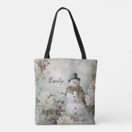 Personalisierter Vintager Snowman Grüne Weihnachte