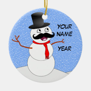 Personalisierter Vintager Snowman mit dem Keramik Ornament