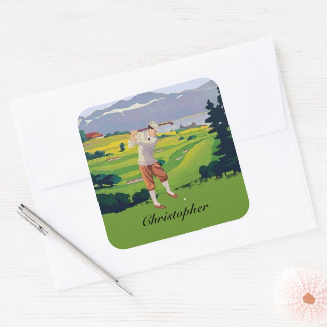 Personalisierter Vintager Stil Quadratischer Aufkleber (Umschlag)