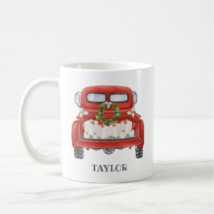 Personalisierter Vintager Truck Weihnachten Kaffeetasse