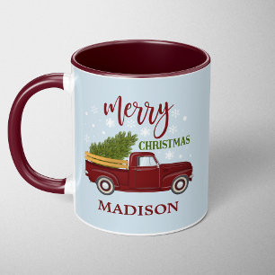 Personalisierter Vintager Truck Weihnachten Tasse