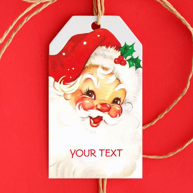 Personalisierter Vintager Weihnachtsfeiertag Geschenkanhänger (Vintage Santa Claus Christmas Gift Tag)