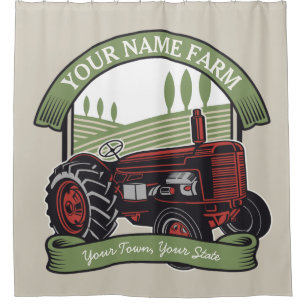 Personalisierter Vintager Zugmaschine Land Bauer Duschvorhang