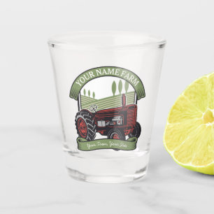 Personalisierter Vintager Zugmaschine Land Bauer Schnapsglas