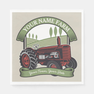 Personalisierter Vintager Zugmaschine Land Bauer Serviette