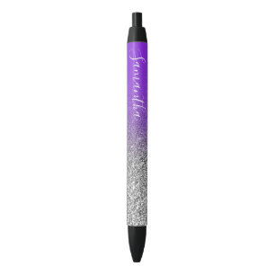 Personalisierter Violet Silver Ombre Glitzer Kugelschreiber