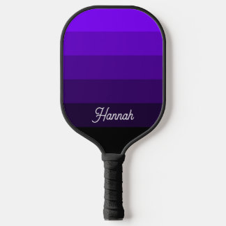 Personalisierter violetter schwarzer Ombre-Streife Pickleball Schläger