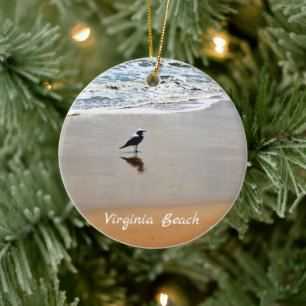 Personalisierter Virginia Strand ~ Seagull, Sand, Keramik Ornament