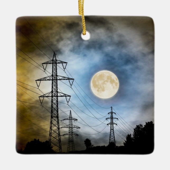 Personalisierter Vollmond und Power Weihnachten Keramikornament (Vorderseite)